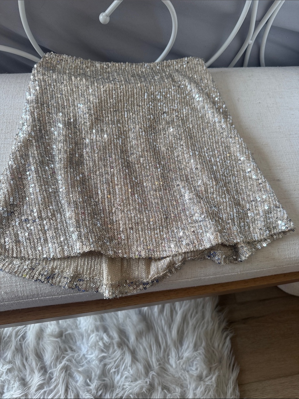 Girls Sequin Mini Skirt in Champagne (Size 6)